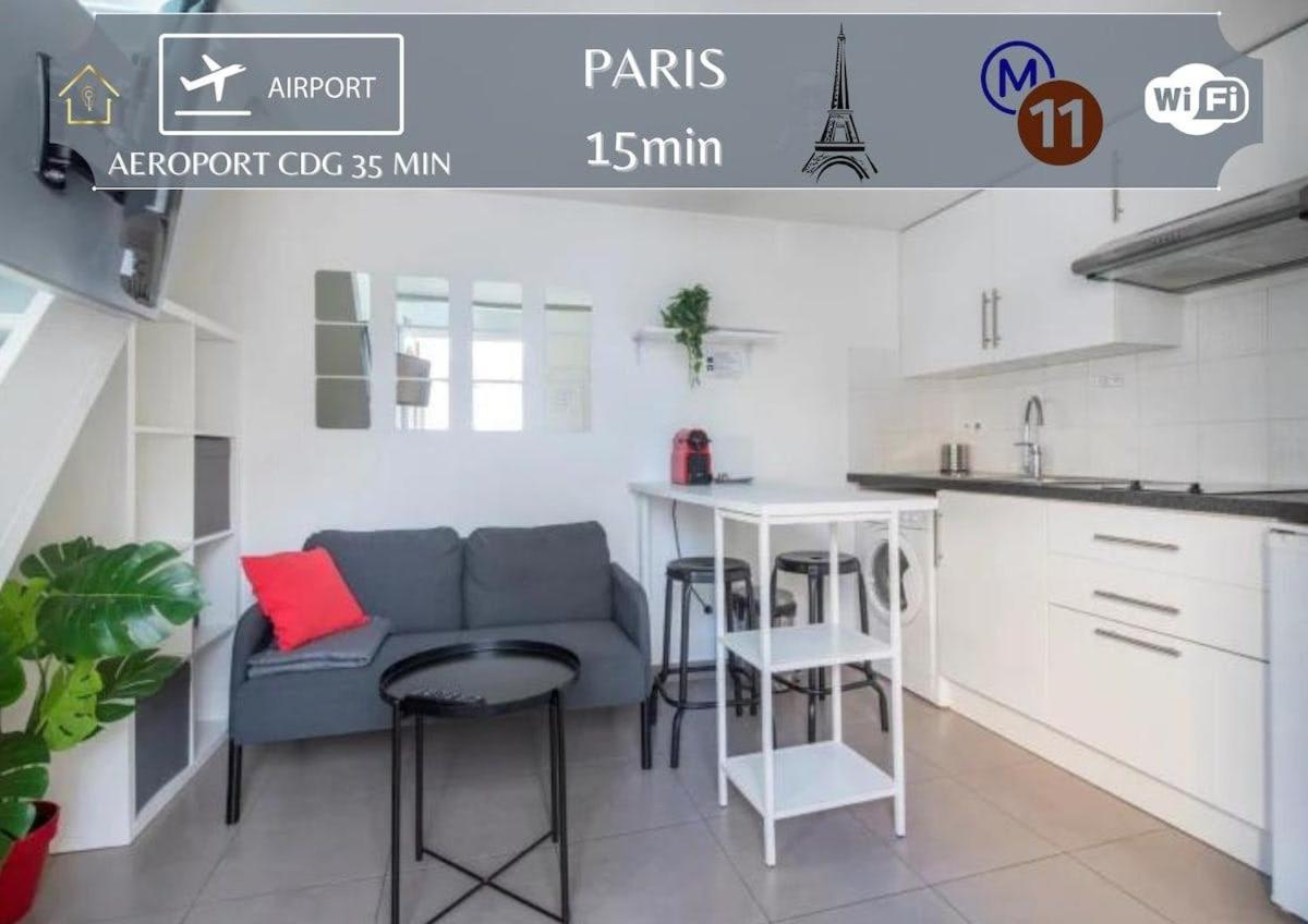 Benfleet 4 Cosy Studio Proche Paris Apartment Romainville Bagian luar foto